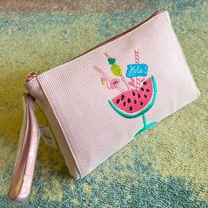 Talbots Watermelon Wristlet Pink w/ Leather Trim